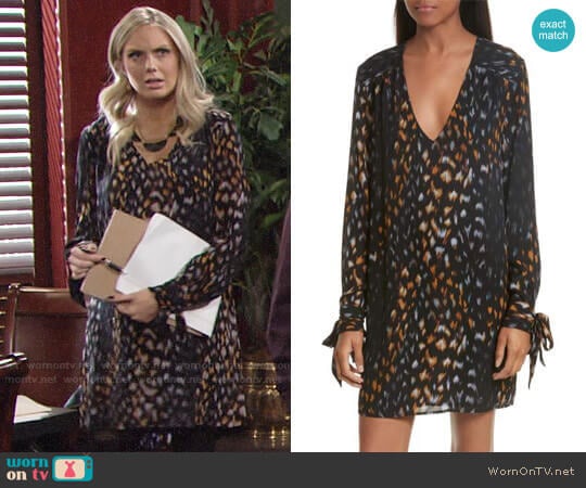 Equipment Bree Tie Sleeve Silk Shift Dress worn by Abby Newman (Melissa Ordway) on The Young and the Restless