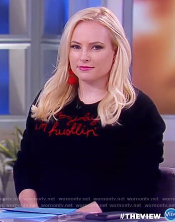 Meghan's black everyday i'm hustlin embroidered sweater on The View