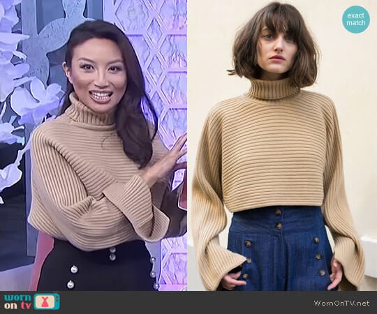 Camel Cropped Turtleneck Sweater by Frankie worn by Jeannie Mai on The Real