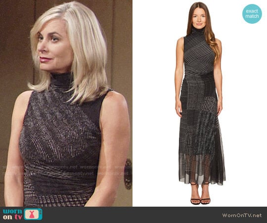 Fuzzi Turtleneck Sleeveless Menswear Tulle Dress worn by Ashley Abbott (Eileen Davidson) on The Young and the Restless