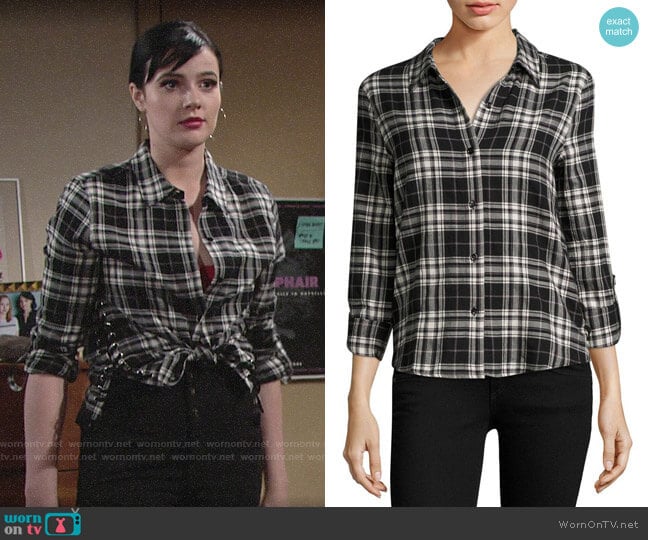 Generation Love Roberta Lace Up Plaid Shirt worn by Tessa Porter (Cait Fairbanks) on The Young and the Restless