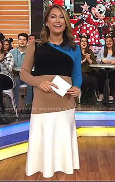 WornOnTV: Ginger’s colorblock long sleeve dress on Good Morning America ...