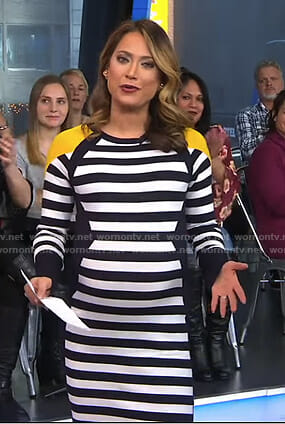 Ginger’s striped long sleeve dress on Good Morning America