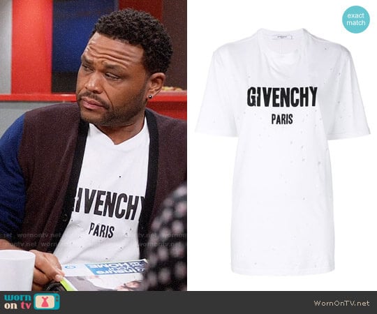 Givenchy Distressed Logo T-shirt worn by Andre Johnson (Anthony Anderson) on Black-ish