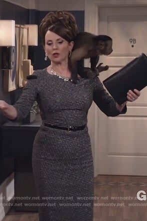 Karen’s gray metallic sheath dress on Will and Grace