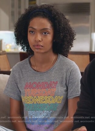 Zoey's days of the week tee on Grown-ish