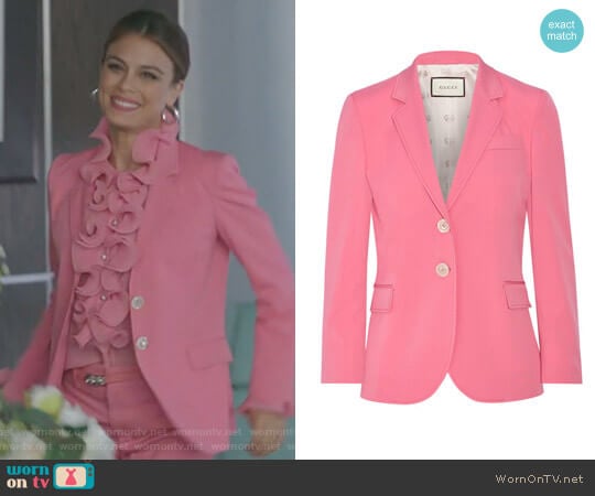 WornOnTV: Cristal’s pink ruffled blouse and blazer on Dynasty ...