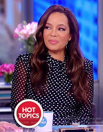 Sunny’s black heart print dress on The View