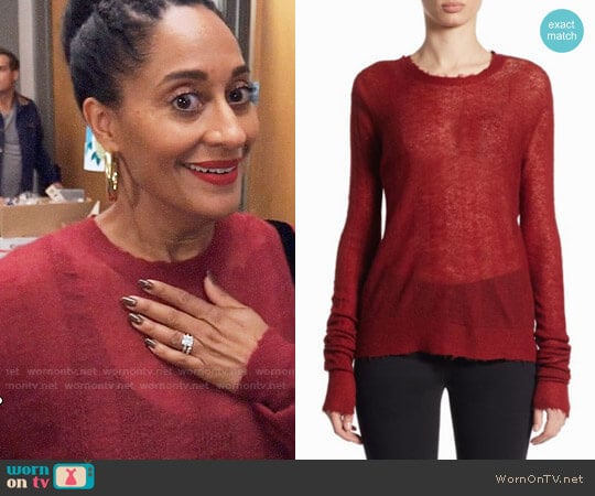 Helmut Lang Stitched Striped Pullover worn by Rainbow Johnson (Tracee Ellis Ross) on Black-ish