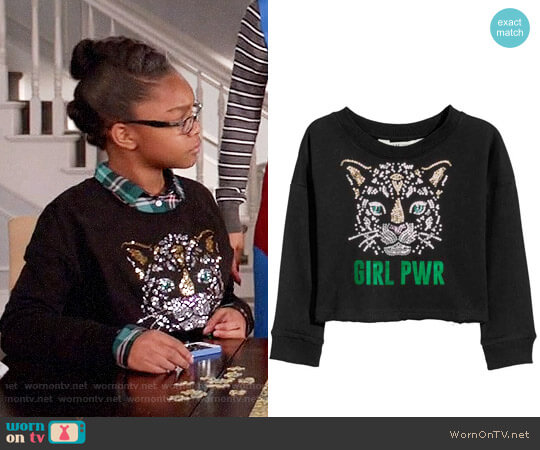 Printed Sweatshirt by H&M worn by Diane Johnson (Marsai Martin) on Black-ish