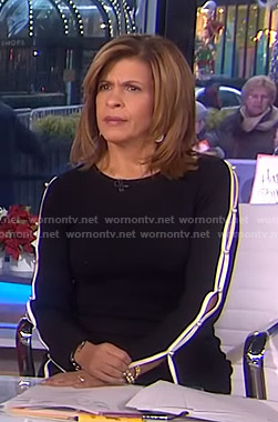 Hoda’s black pearl button sleeve dress on Today