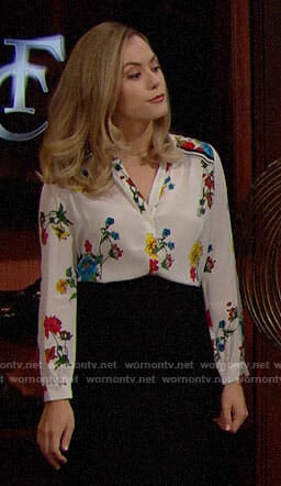 Hope’s white floral blouse on The Bold and the Beautiful