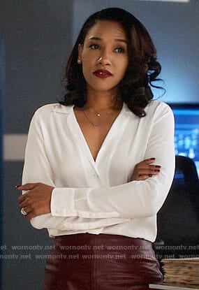 Iris’s white blouse on The Flash