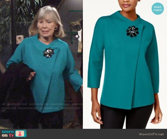 JM Collection Asymmetrical Embellished Cardigan worn by Dina Mergeron (Marla Adams) on The Young and the Restless