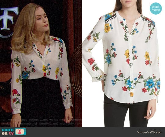 Joie Yaritza B Floral Silk Top worn by Hope Logan (Annika Noelle) on The Bold and the Beautiful