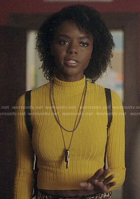 Josie's yellow mock neck sweater on Riverdale
