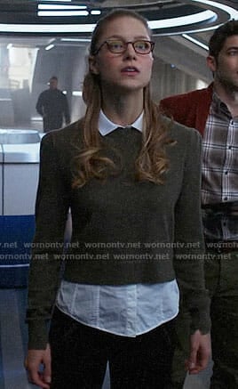 Kara's grey layered sweater on Supergirl