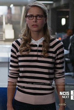 Kara’s pink striped polo sweater on Supergirl