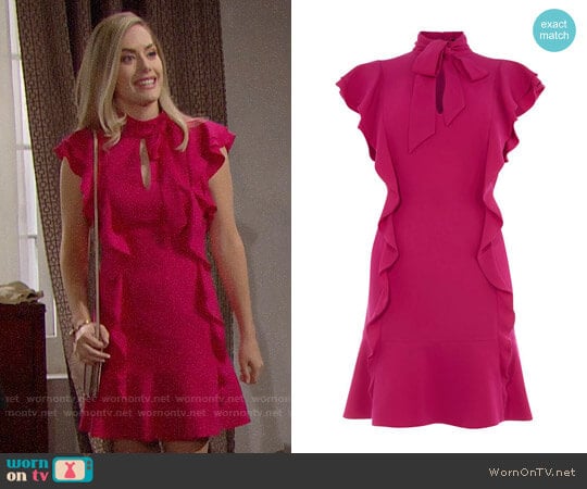 Karen Millen Ruffled Mini Dress worn by Hope Logan (Annika Noelle) on The Bold and the Beautiful