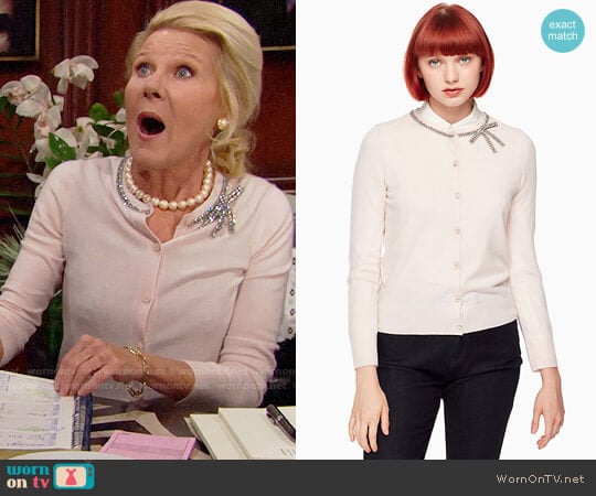 Kate Spade Embellished Bow Cardigan worn by Pamela Douglas (Alley Mills) on The Bold and the Beautiful