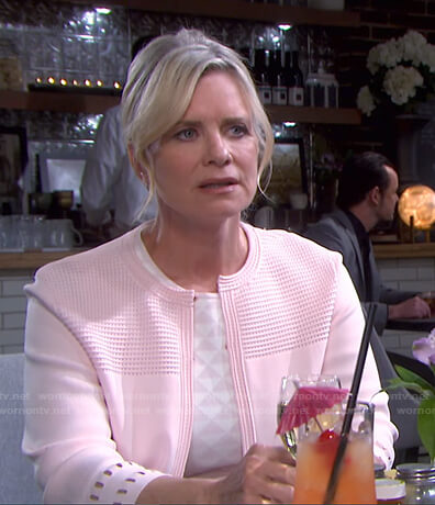 Kayla’s white and pink checkerboard print dress on Days of our Lives