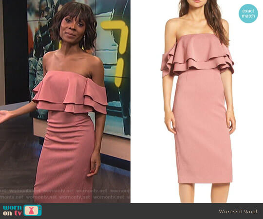 WornOnTV: Zuri’s pink ruffled off-shoulder dress on E! News | Zuri Hall ...