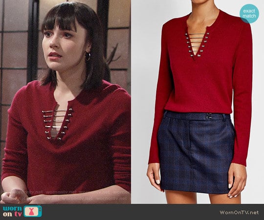 The Kooples Embellished Wool Pullover worn by Tessa Porter (Cait Fairbanks) on The Young and the Restless