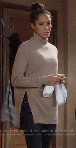 Lily’s turtleneck sweater with side splits on The Young and the Restless