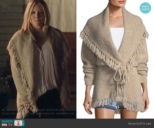 LOVESHACKFANCY Tassel Cable-Knit Shawl Sweater worn by Jessie Caine (Kaitlin Doubleday) on Nashville