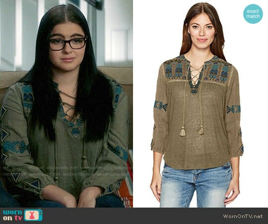 Lucky Brand Embroidered Lace-up Top worn by Alex Dunphy (Ariel Winter) on Modern Family