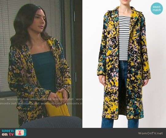 Ink Splatter Print Coat by M Missoni worn by Gabi Hernandez (Camila Banus) on Days of our Lives