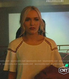 Maddie's white ring detail top on Nashville