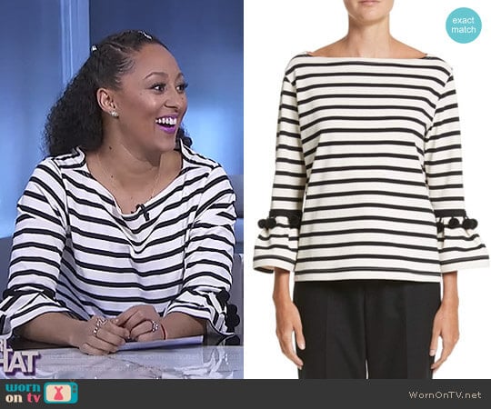 Pompom Stripe Tee by Marc Jacobs worn by Tamera Mowry on The Real