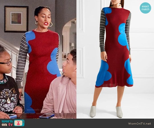 Marni Printed ribbed wool midi dress worn by Rainbow Johnson (Tracee Ellis Ross) on Black-ish