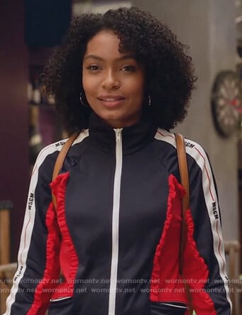 Zoey’s navy tracksuit on Grown-ish