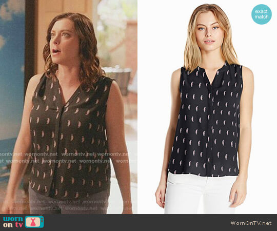 Sleeveless Pintuck Blouse by NYDJ worn by Rebecca Bunch (Rachel Bloom) on Crazy Ex-Girlfriend