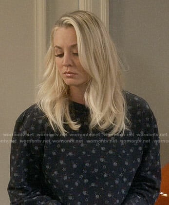Penny’s navy floral sweatshirt on The Big Bang Theory