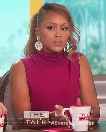 Eve’s pink sleeveless turtleneck top on The Talk