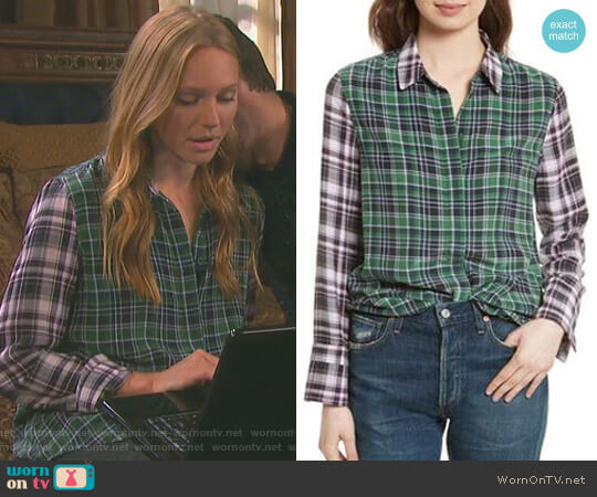 Holly Colorblock Plaid Silk Shirt by Equipment worn by Abigail Deveraux (Kate Mansi) on Days of our Lives