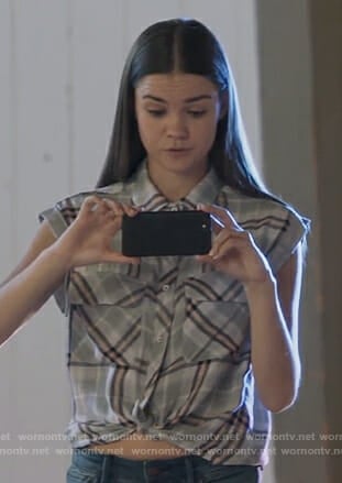 Callie’s gray plaid tie front top on The Fosters
