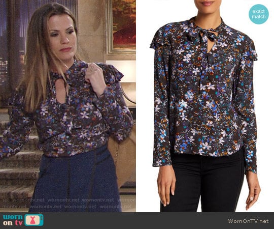 RACHEL Rachel Roy Tied Up Patterned Blouse worn by Chelsea Lawson (Melissa Claire Egan) on The Young and the Restless