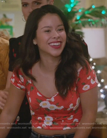 Mariana's red floral print crop top on The Fosters