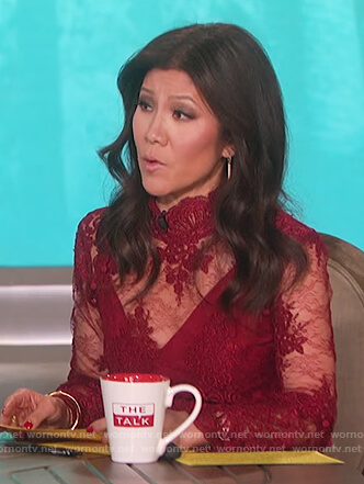 Julie’s red floral lace dress on The Talk