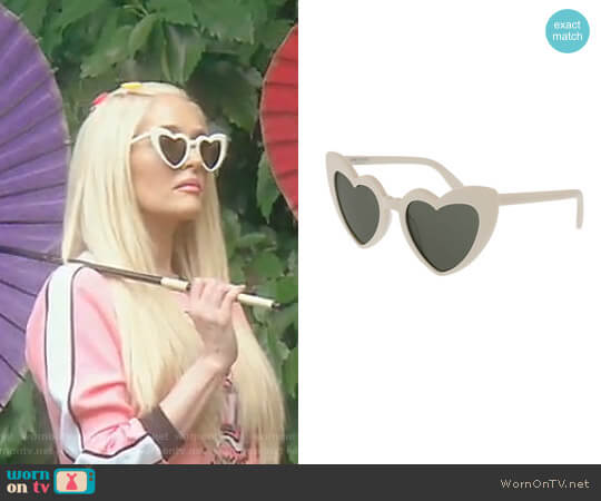 'Lou Lou' Oversized Heart Sunglasses by Saint Laurent worn by Erika Jayne on The Real Housewives of Beverly Hills