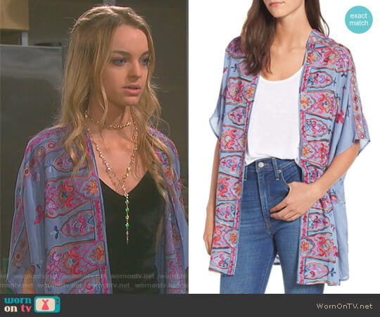 Embroidered Kimono by Socialite worn by Claire Brady (Olivia Keegan) on Days of our Lives