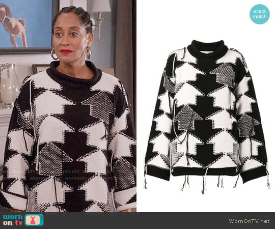 Stella McCartney Check Volume Jumper worn by Rainbow Johnson (Tracee Ellis Ross) on Black-ish