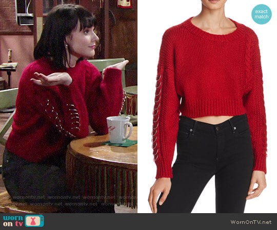 Sunset & Spring Hardware Detail Cable-Knit Sweater worn by Tessa Porter (Cait Fairbanks) on The Young and the Restless