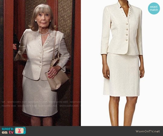 Tahari ASL Jacquard Embellished Skirt Suit worn by Dina Mergeron (Marla Adams) on The Young and the Restless