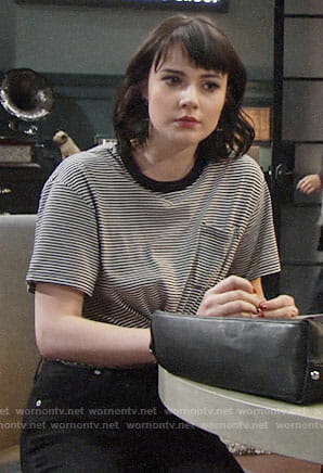 Tessa’s striped cropped t-shirt on The Young and the Restless