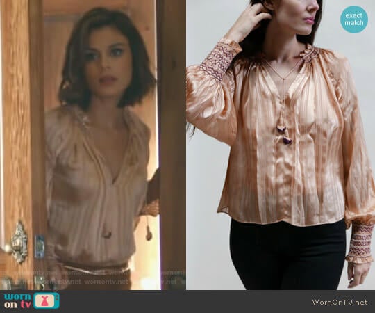 Margaret Blouse by Ulla Johnson worn by Cristal Flores (Nathalie Kelley) on Dynasty